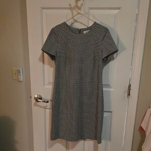 Calvin Klein Black and White Patterned Midi Dress